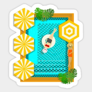 Checkered Mediterranean Style Pool Sticker